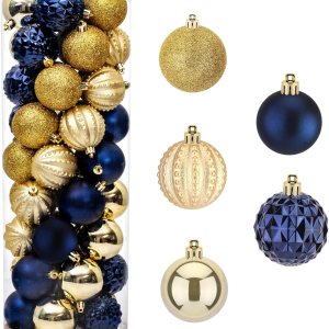 45 adornos de bola de Navidad de 2.36 pulgadas (2.362 in), bolas de plástico inastillables para árboles de Navidad, festivales, fiestas en casa y 45 adornos de bola de Navidad de 2.36 pulgadas (2.362 in), bolas de plástico inastillables para árboles de Navidad, festivales, fiestas en casa y