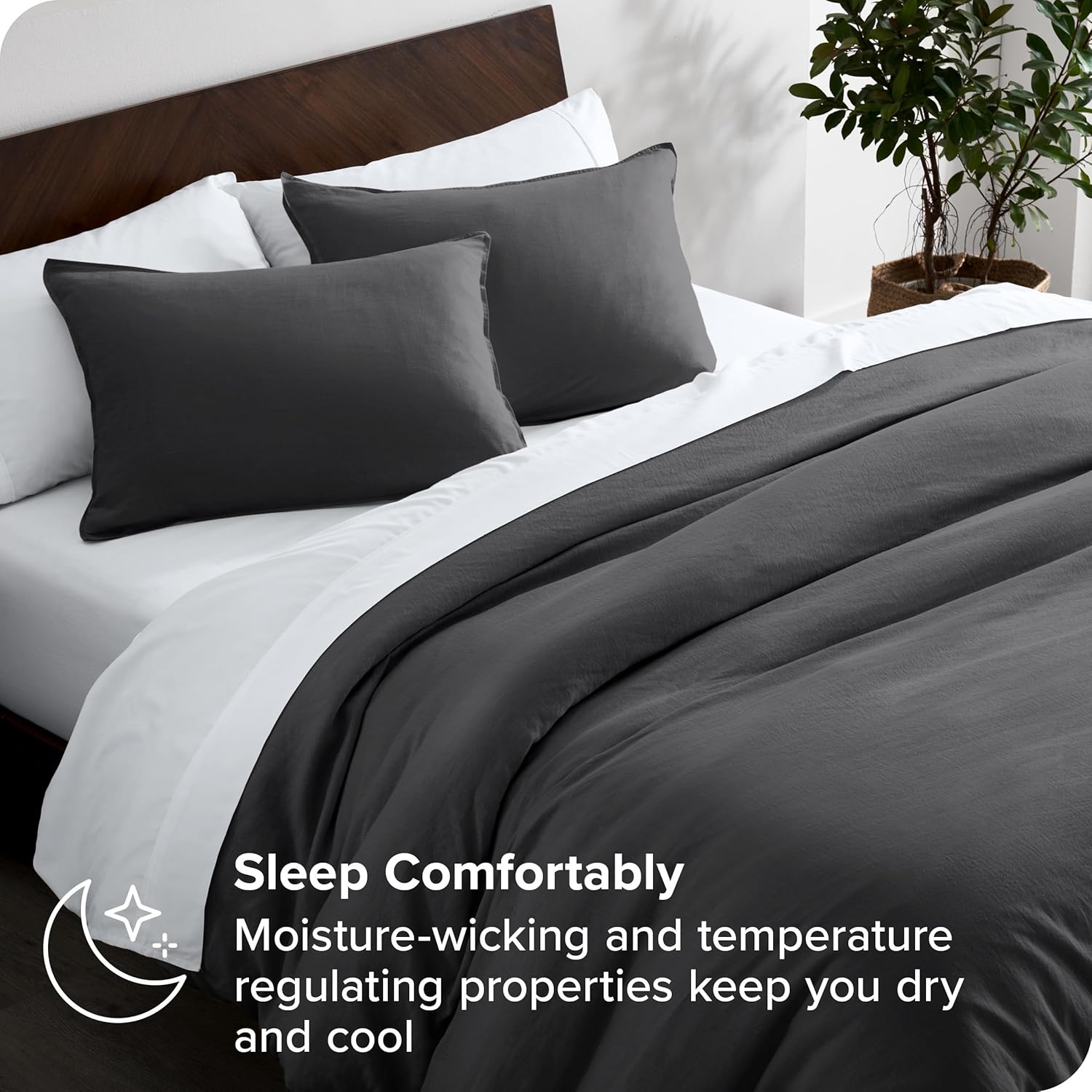 Bare Home Funda nórdica para cama KingCalifornia King, 100% lino, transpirable y duradera, Funda de edredón con fundas de almohada (KingCal King,