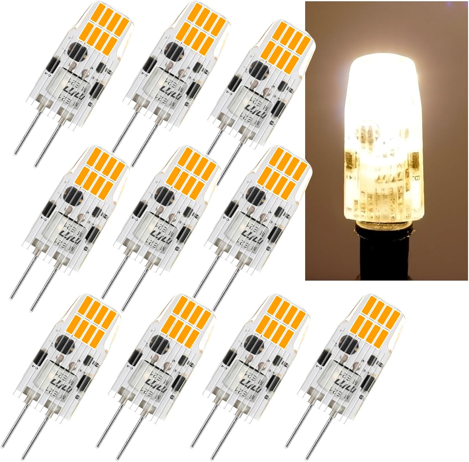CQTLED – Bombillas LED G4 de 2 W para reemplazar bombillas halógenas de 10 W-20 W, CACC 12 V, no regulables, sin parpadeo, bombilla T3 JC tipo