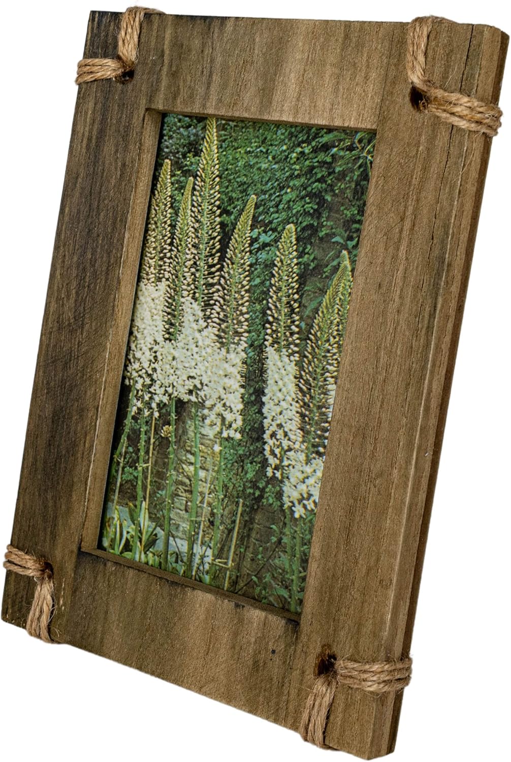 Foreside Home and Garden Home & Garden Esquinas de yute 4×6 Marco de fotos de madera natural, MDF, yute y vidrio