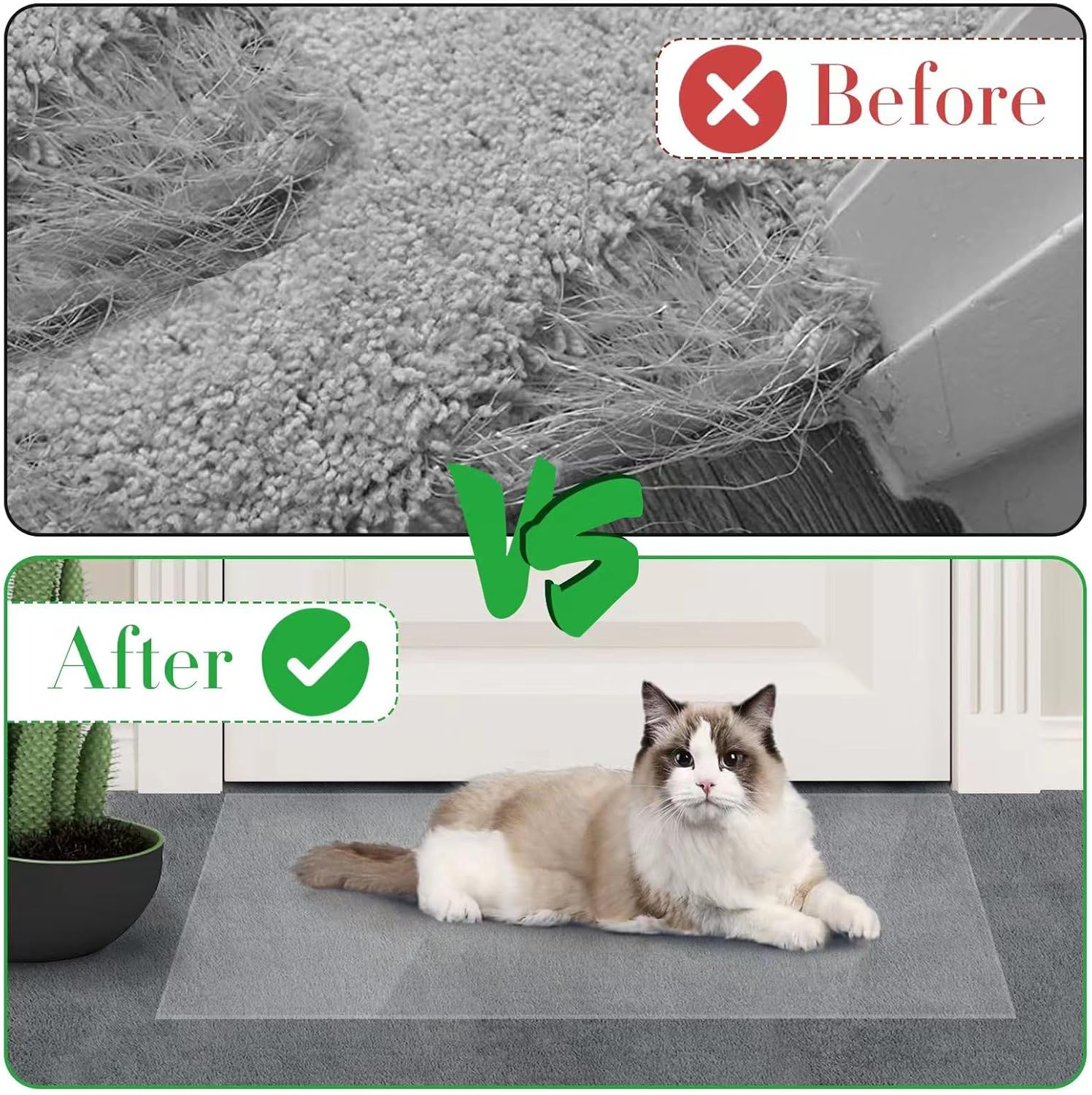 Protector de alfombra de gato, tapón de plástico resistente para arañazos para mascotas