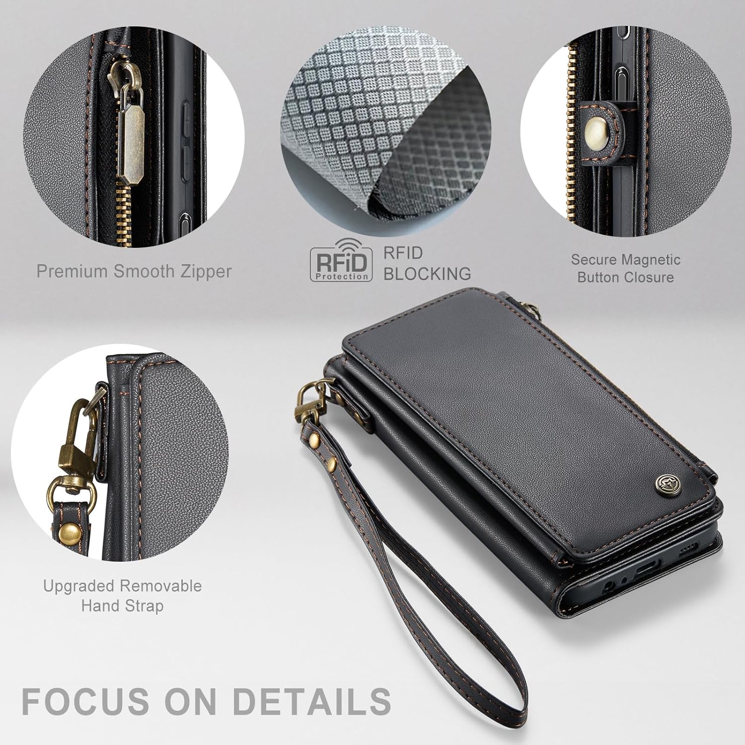 Defencase Funda para Galaxy A32 5G, bloqueo RFID para Samsung Galaxy A32 5G, cartera para mujeres y hombres con tarjetero, cierre magnético, funda