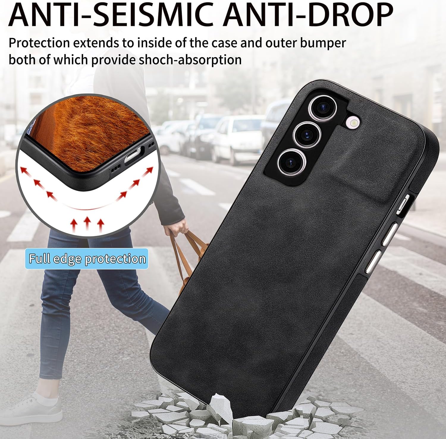 Asuwish Funda de teléfono para Samsung Galaxy S23 Plus S23+ 5G con protector de pantalla de vidrio templado y funda delgada de cuero suave,