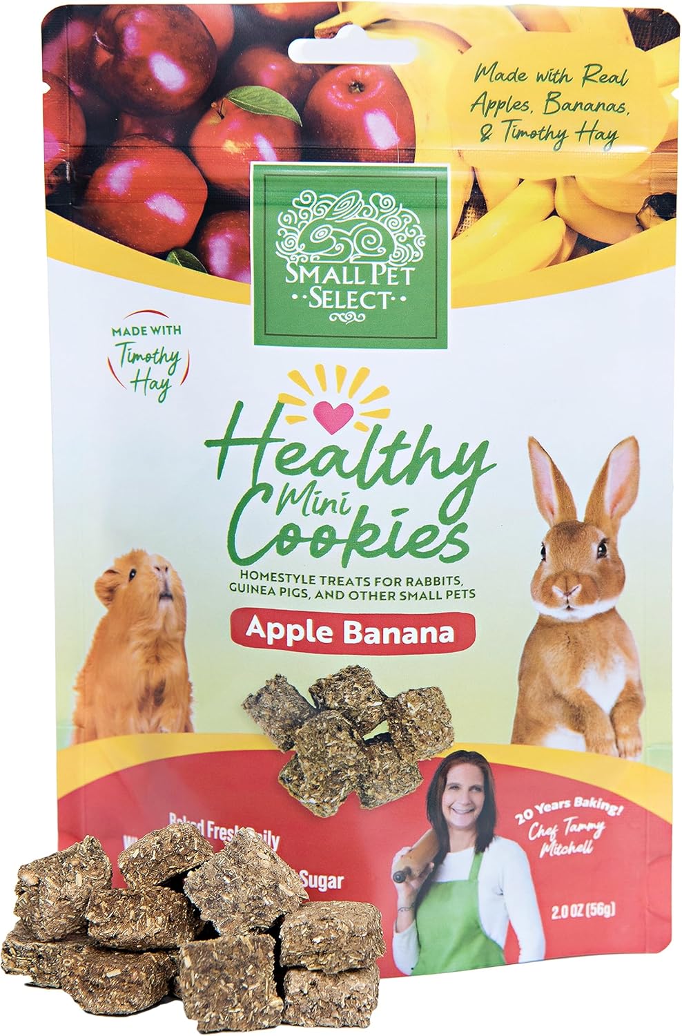 Small Pet Select Healthy Snackers – Mini galletas de plátano de manzana, 2 onzas