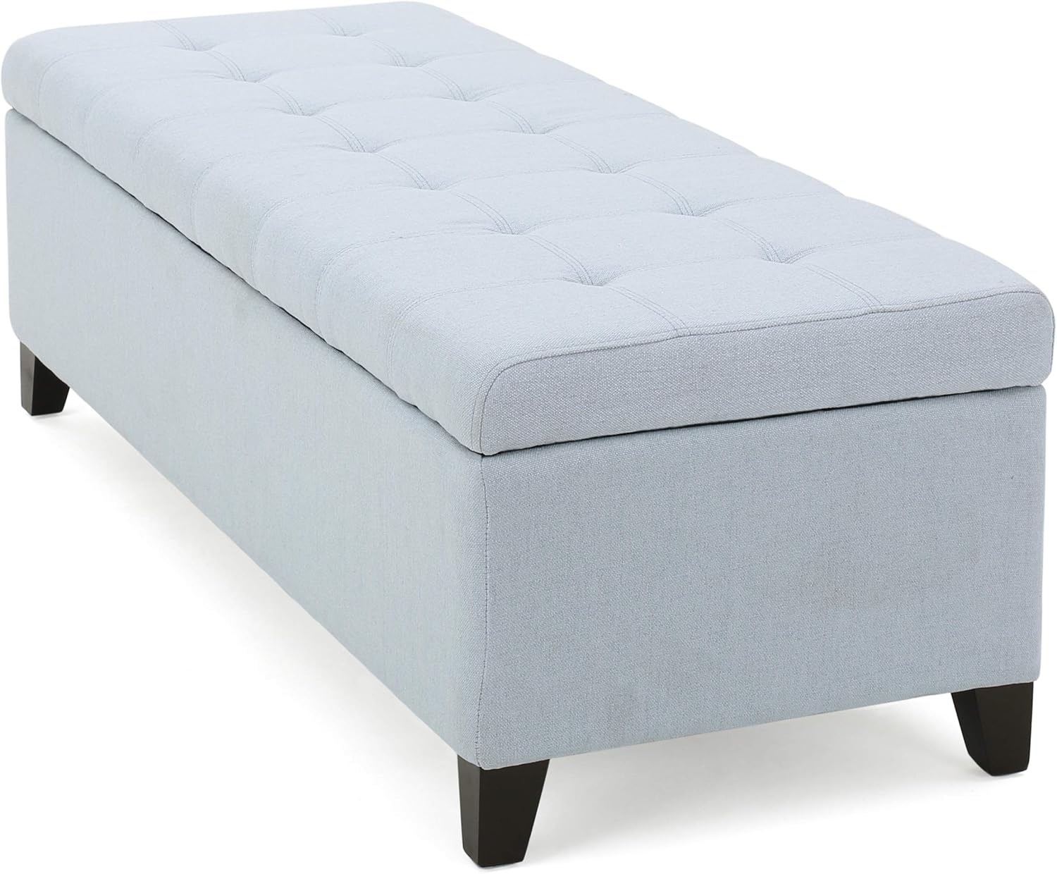Gabinete Otomano, para almacenamiento, tela color CieloAzulGrisMarrón, Azul (Sky Blue)