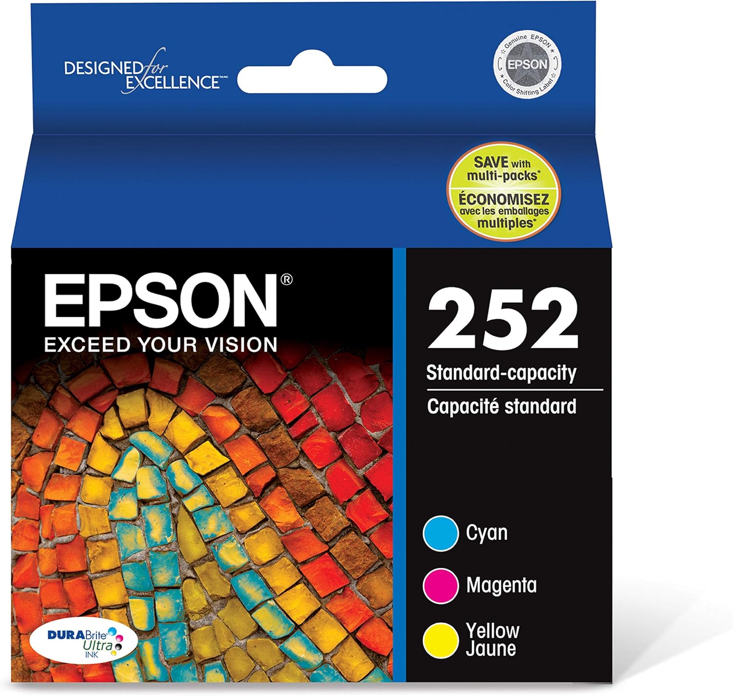 Epson DURABrite Ultra 254XL – Cartucho de tinta de alta capacidad, negro (T254XL120) y EPSON T252 DURABrite Ultra Ink de capacidad estándar