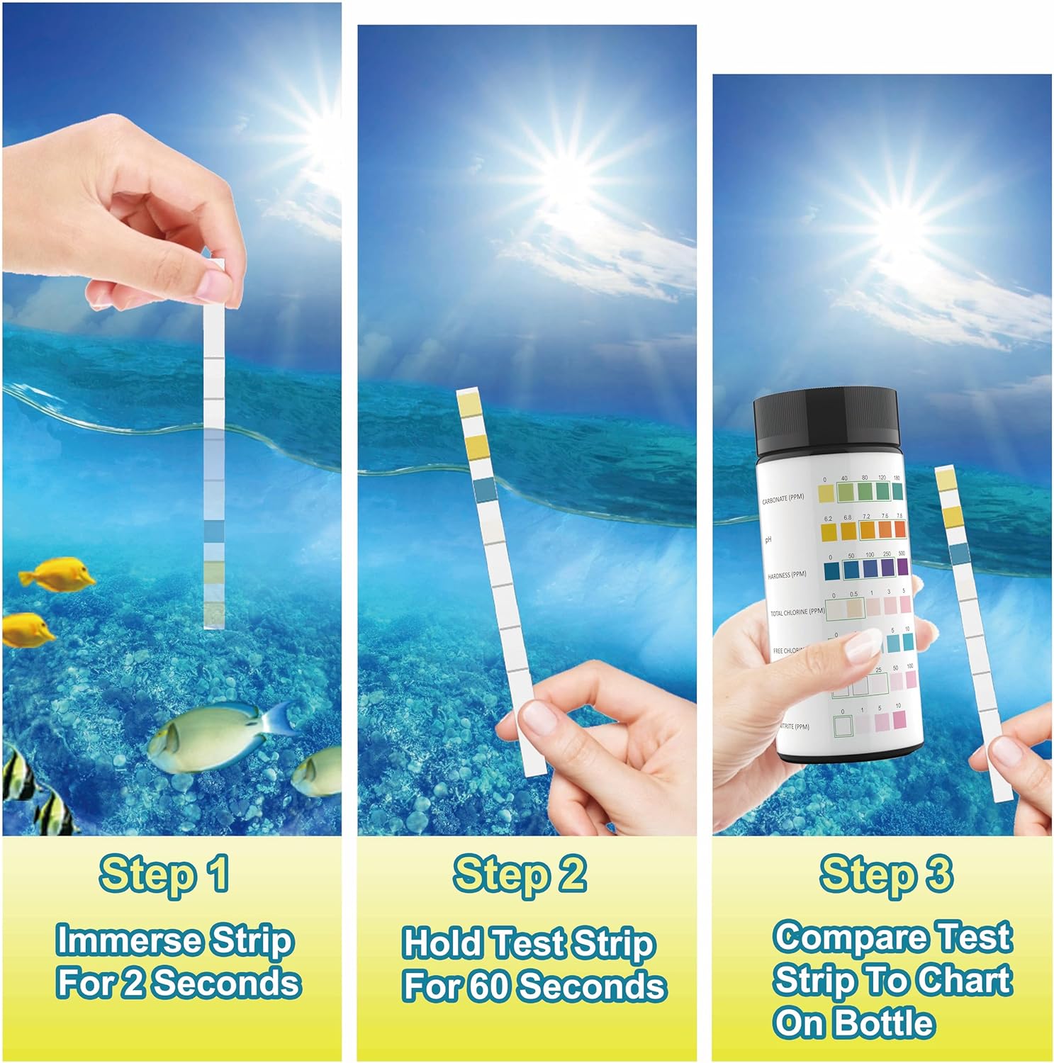 Tiras de prueba de calidad del agua para estanques de peces 7-1, incluyendo 100 tiras de prueba rápidas y precisas para estanques de peces, que