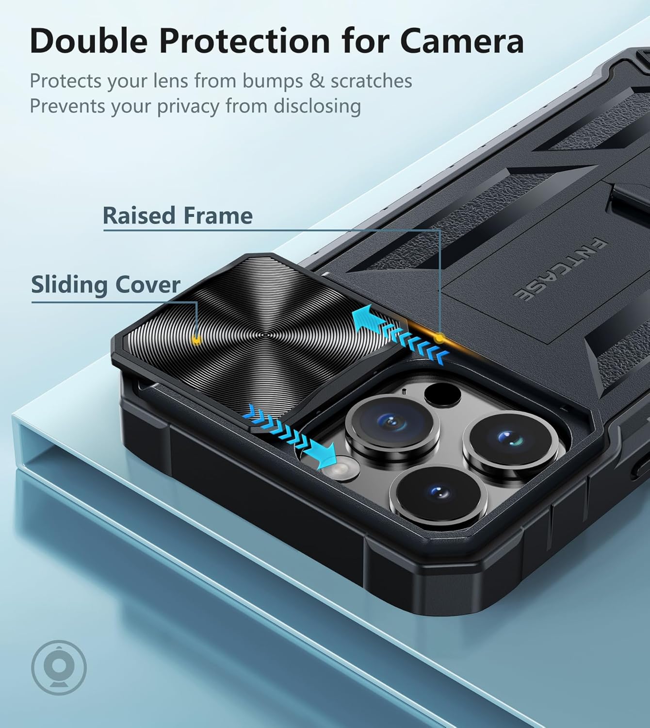FNTCASE Funda para iPhone 15-Pro-Max Cubierta protectora de grado militar a prueba de caídas, resistente a prueba de golpes, con soporte y tobogán