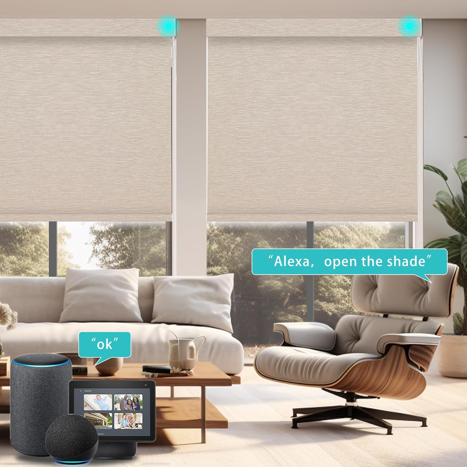 Changshade Persiana enrollable inteligente con control remoto, opacas, automáticas, para el hogar, persianas motorizadas de tamaño personalizado