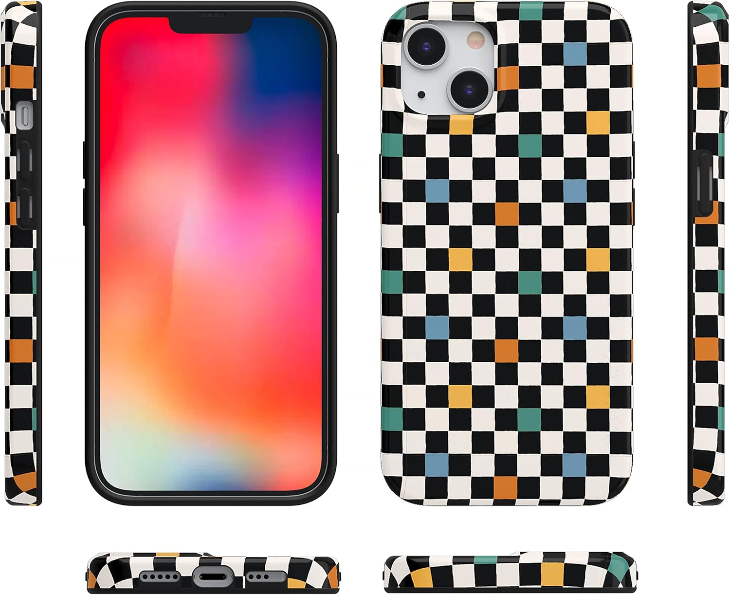 Casely Funda para iPhone 13 Mini  Old Skool  Funda retro de tablero de ajedrez
