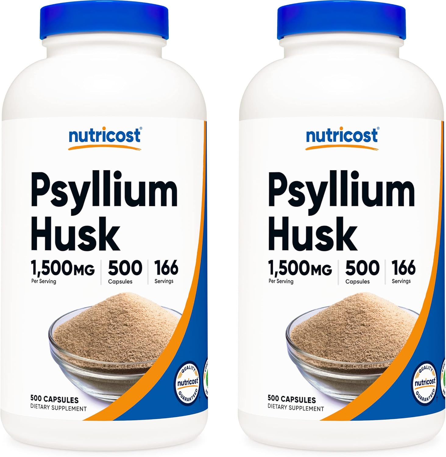 Nutricost Cáscara de psyllium 1500mg 500 cápsulas (2 botellas)