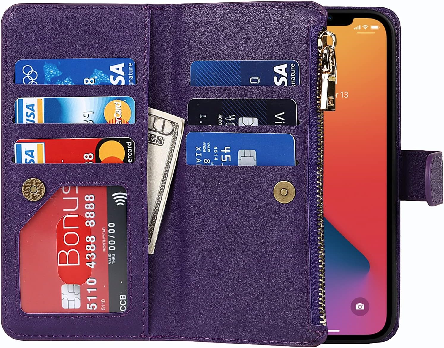 Jaorty Funda para iPhone 12 Pro Max con tarjetero para tarjetas de crédito, iPhone 12 Pro Max, funda cruzada con correa para el hombro, bolsillo con