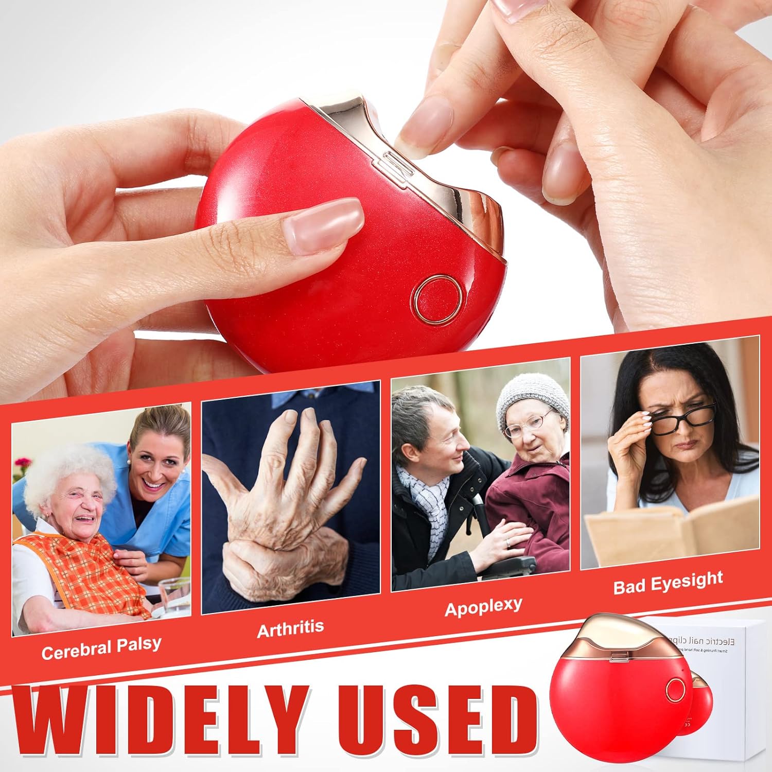 Minatee Cortaúñas automático, cortaúñas eléctrico, cortador de uñas de seguridad, tijeras de uñas, regalo para cuidadores, ancianos, adultos, niños,
