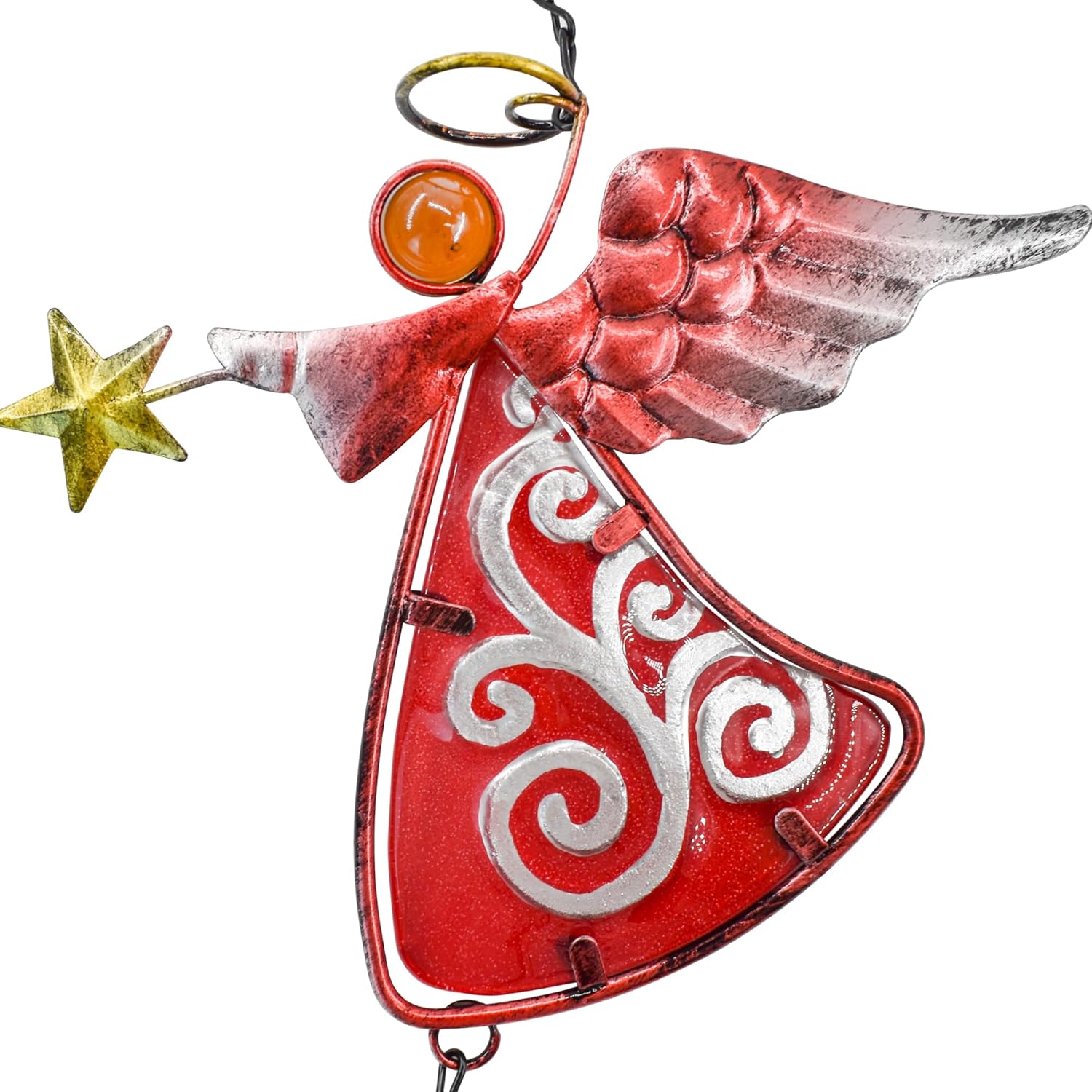 MrMrKura Campana de viento de ángel de metal para colgar, decoración de campanas de alas de ángel, campanas colgantes decorativas, regalos para