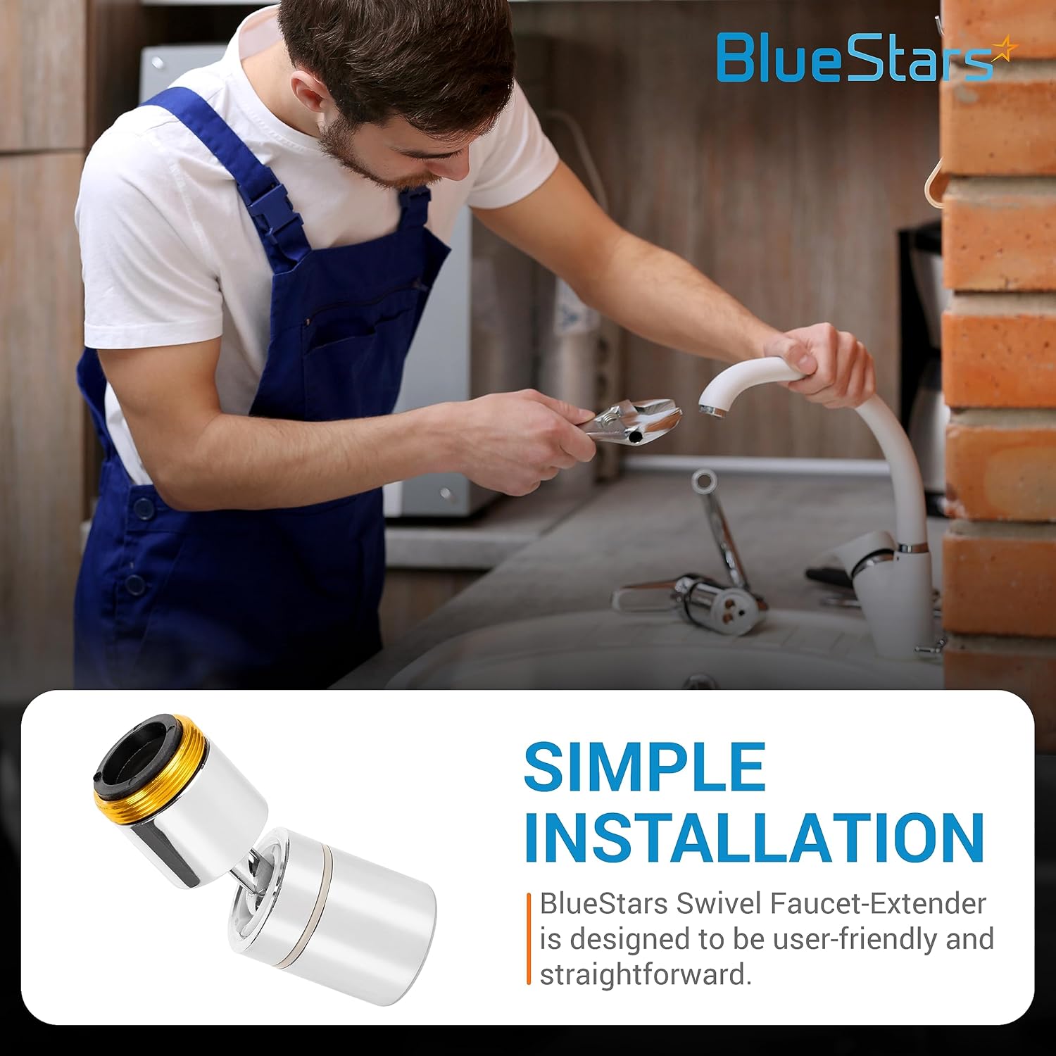 BlueStars Aireador de fregadero de cocina giratorio de 360 ultraduradero, cabezal de grifo de rociador de doble función de 2 flujos, boquilla de
