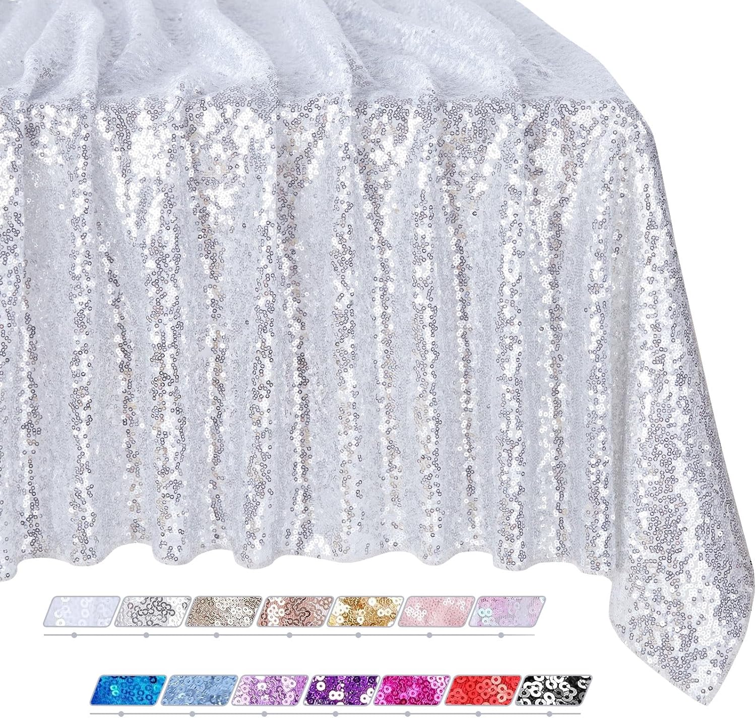 Mantel rectangular de lentejuelas con purpurina de 90 x 156 pulgadas, color plateado, para decoración de cumpleaños, despedida de soltera, fiesta,