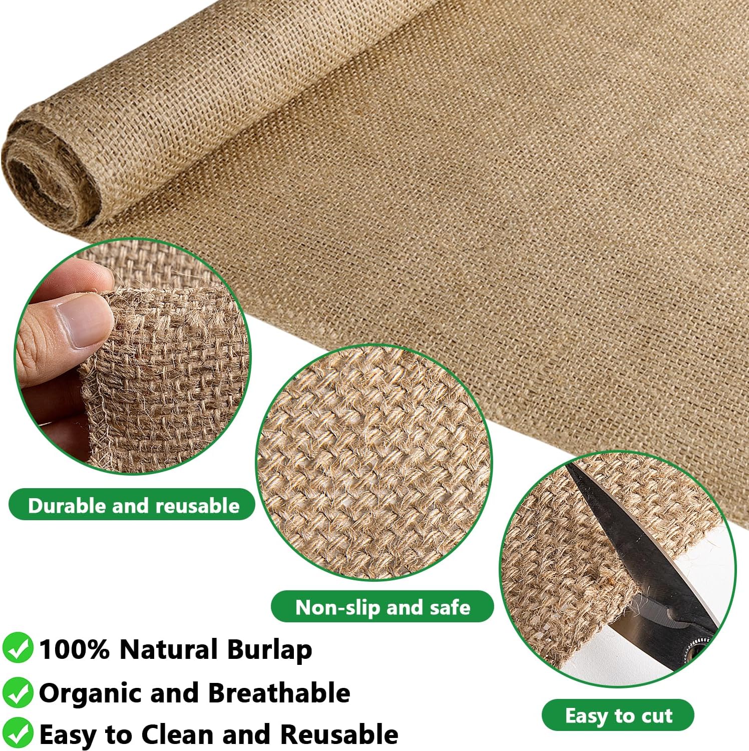 1 paquete de tapetes antideslizantes para hielo y nieve, 29 x 79 pulgadas, alfombra de arpillera natural para puerta delantera al aire libre,