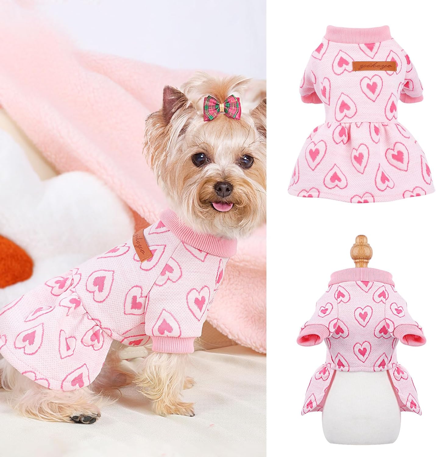 Vestido de Navidad para perro, vestidos de perro para perros pequeños, niña, ropa de otoño e invierno, ropa cálida para cachorros, sudaderas para