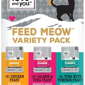 “I and love and you” Feed Meow Wet Cat Food Toppers, Variety Pack (Tummy, Boost, and Shine), Grain Free, No Fillers, 3oz Pouches, Pack of 12 Pouches “I and love and you” Feed Meow Wet Cat Food Toppers, Variety Pack (Tummy, Boost, and Shine), Grain Free, No Fillers, 3oz Pouches, Pack of 12 Pouches