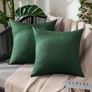 MIULEE Paquete de 2 fundas de almohada decorativas de primavera para exteriores, impermeables, sólidas, de lino de poliéster, para jardín, granja, MIULEE Paquete de 2 fundas de almohada decorativas de primavera para exteriores, impermeables, sólidas, de lino de poliéster, para jardín, granja,