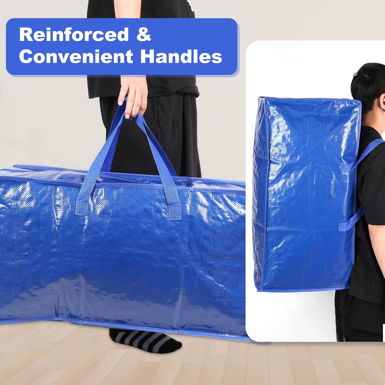 Bolsas de mudanza transparentes  Paquete de 20 bolsas de almacenamiento extra grandes y resistentes con cremallera y asas de refuerzo  29 x 14 x 13