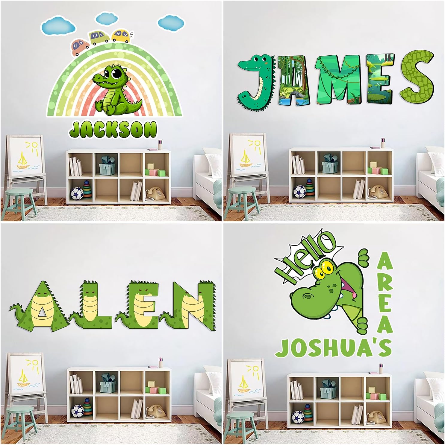 Calcomanía de pared de cocodrilo personalizada, calcomanías de cocodrilo con nombre, divertidas calcomanías de cocodrilo, vinilo de cocodrilo de