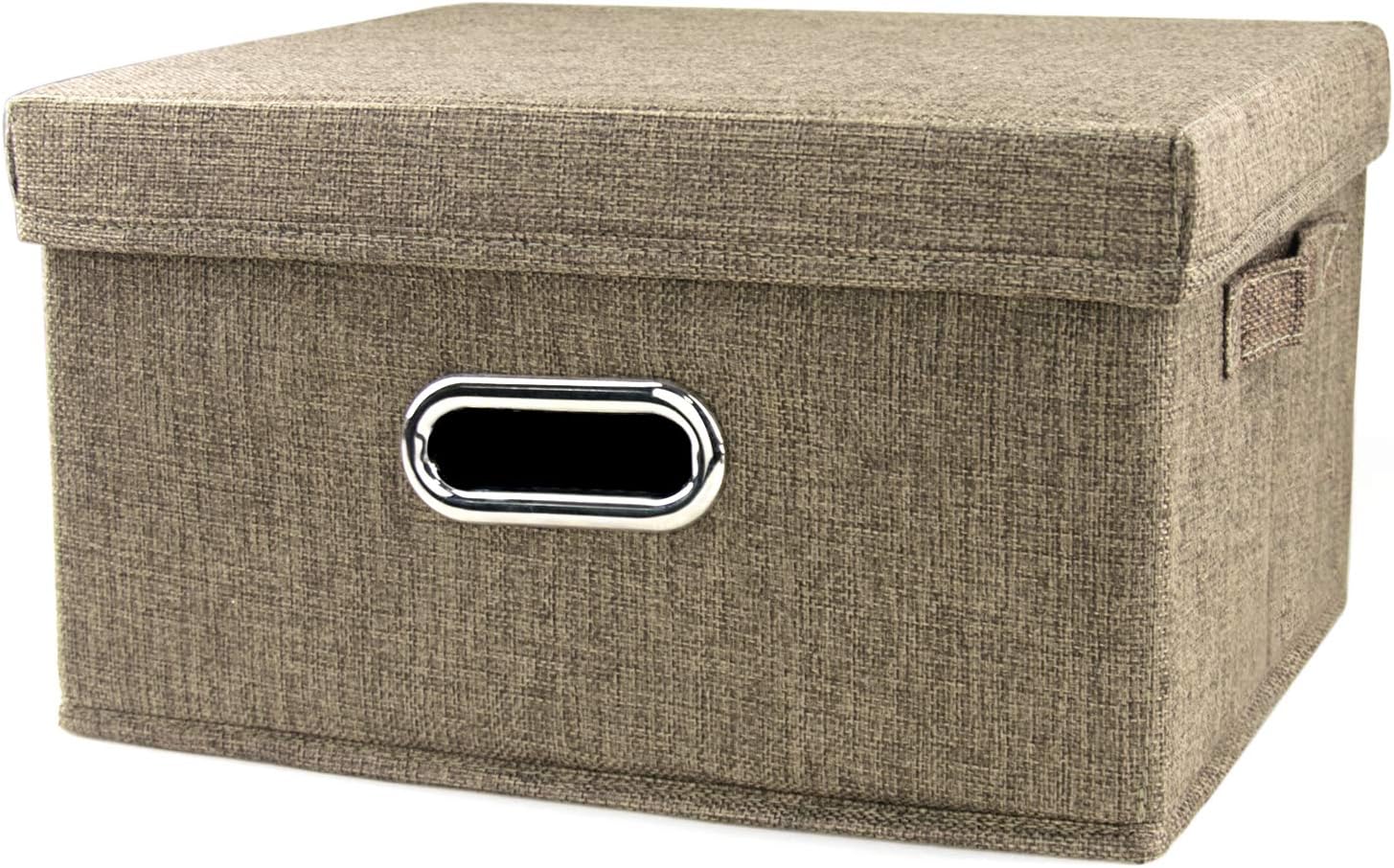 Caja de almacenamiento de tela de arpillera con tapas, organizador de armario de ropa para el hogar, oficina, almacén, guardería, dormitorio, sala