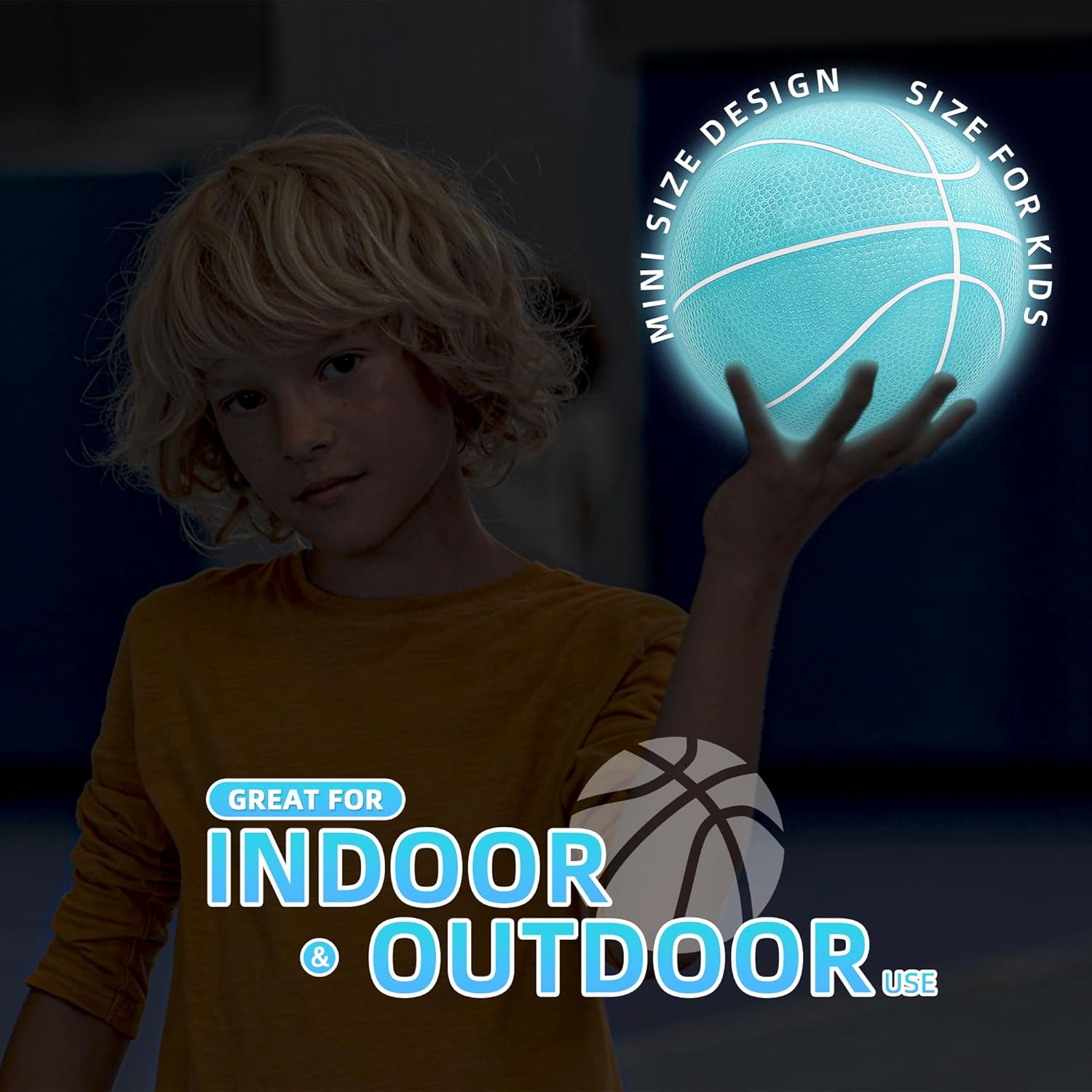 Mini baloncesto que brilla en la oscuridad con bomba (6 pulgadas, paquete de 4), mini baloncesto brillante para aro de interior y exterior, pequeñas