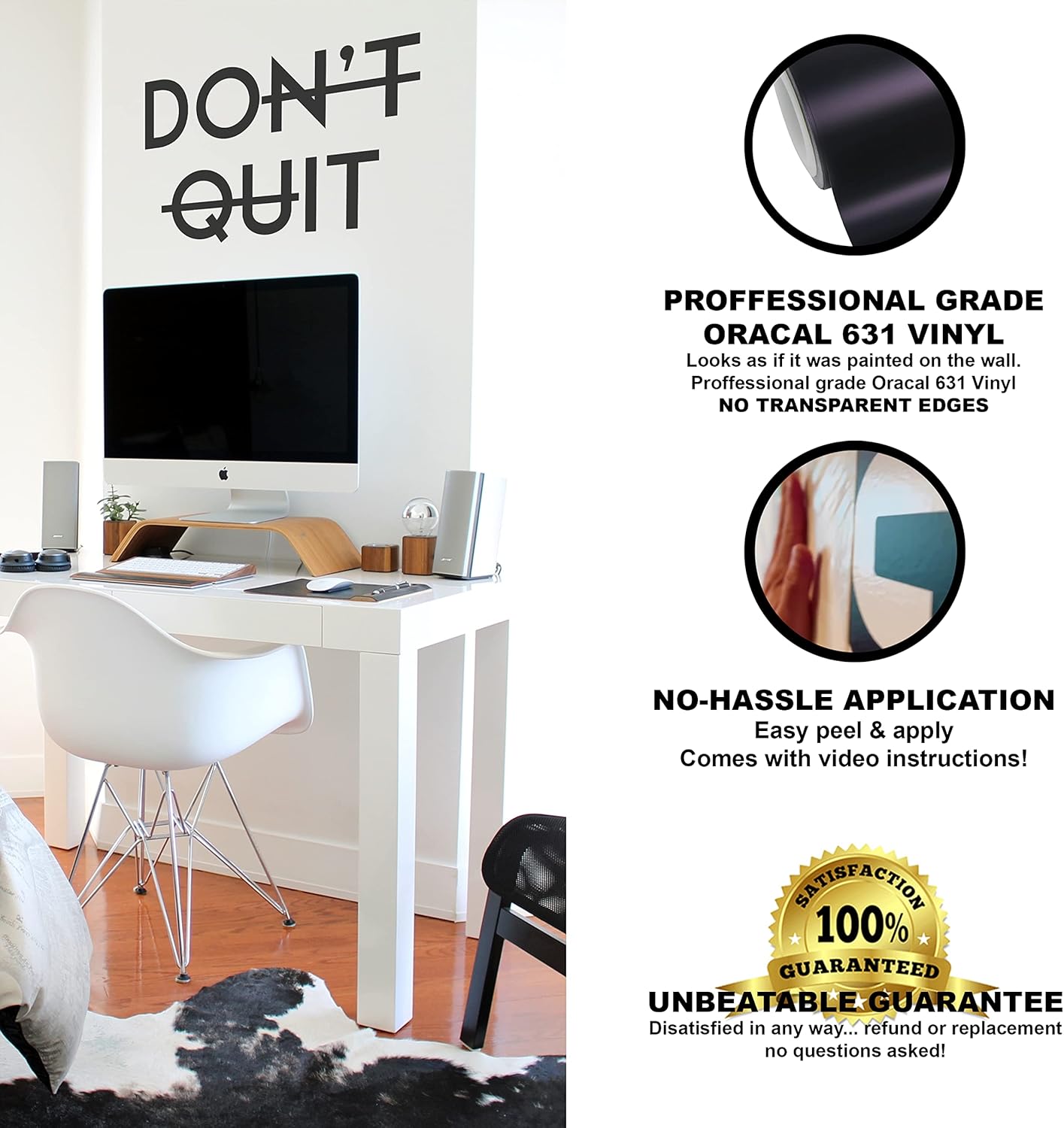 My Vinyl Story Calcomanía motivacional para pared, con texto en inglés Don’t Quit Do It, para el hogar, fitness, gimnasio, decoración de oficina, Be