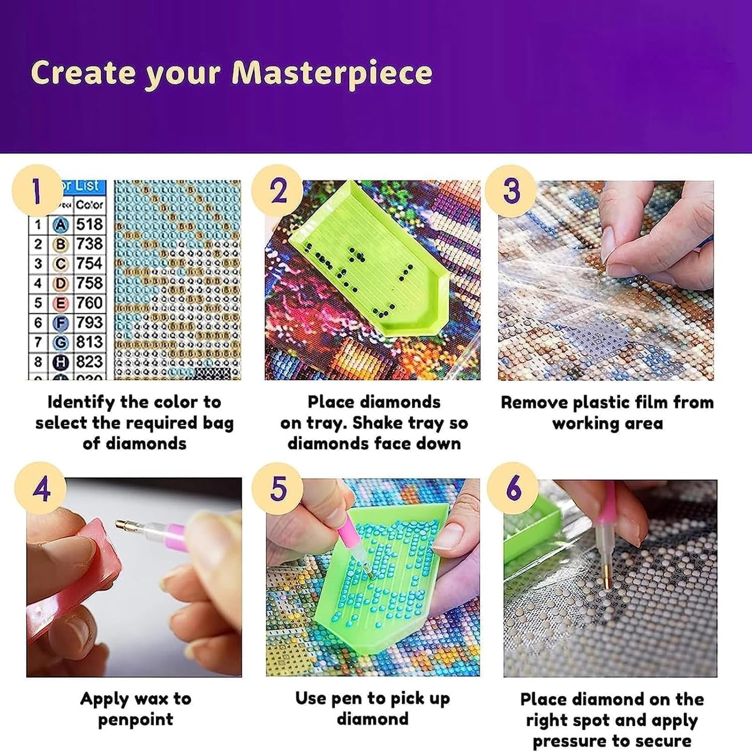DOTSOPS Paquete de 6 piezas de pintura abstracta de diamantes de paisajes artísticos para adultos, kit de pintura para principiantes, paisajes de