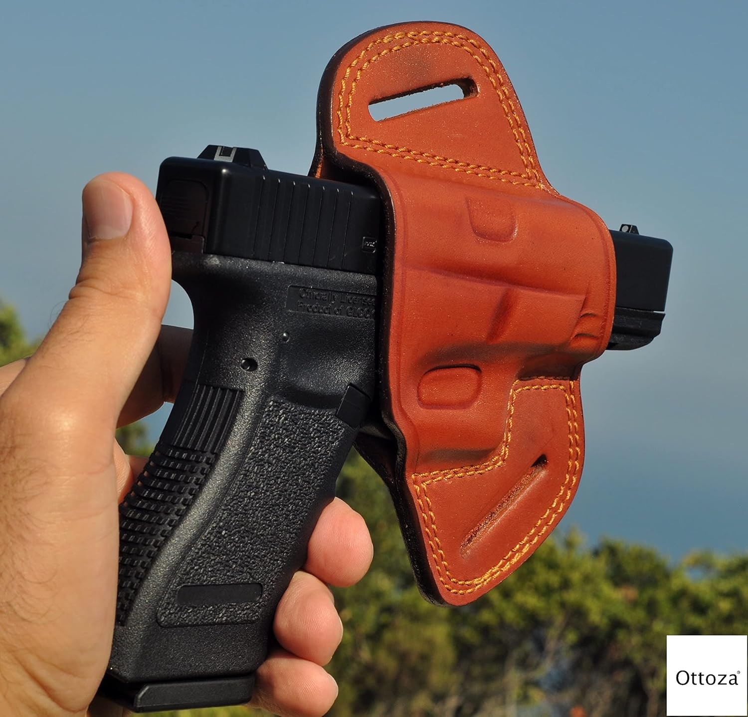Ottoza Funda de cuero compatible con pistola Glock (171919X23) para diestros Glock 19 Holster Owb – Glock 19X Holster Owb – Glock 17 Holster Owb –