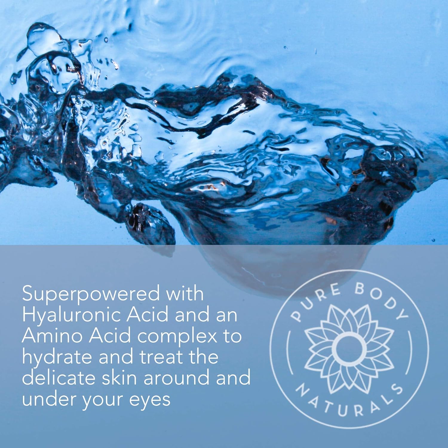 Pure Body Naturals Gel de ojos que desafía la edad para arrugas y círculos, crema de ojos para tratamiento de bolsas debajo de los ojos, 1.7 onzas