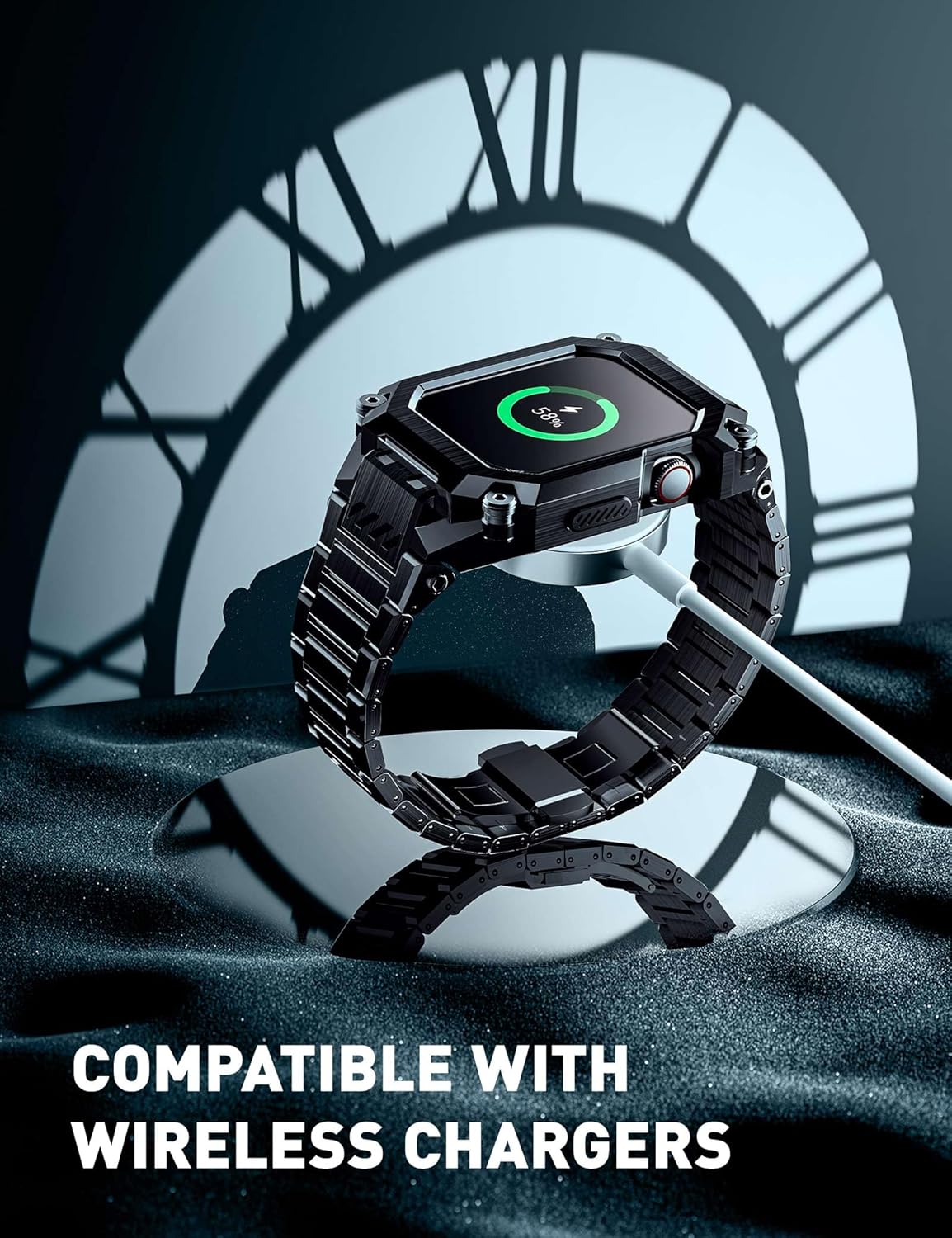 SUPCASE Unicorn Beetle – Carcasa de acero con correa para Apple Watch Series 98SE27654SE (1.771.73 pulgadas), funda protectora resistente de metal