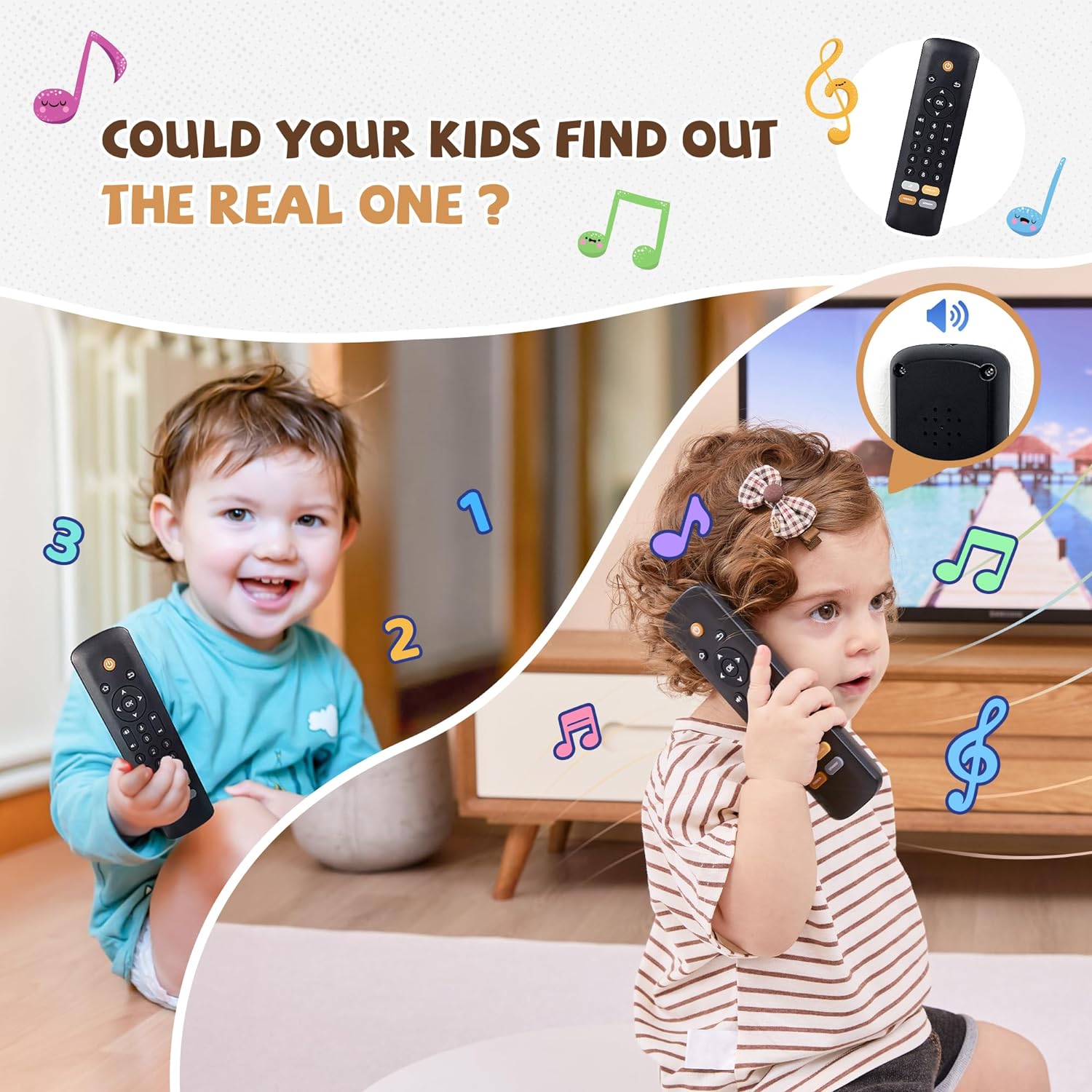 Juguete remoto para televisión para bebés, juguetes de aprendizaje temprano, juguetes musicales para bebés, juguetes para niños pequeños con juego