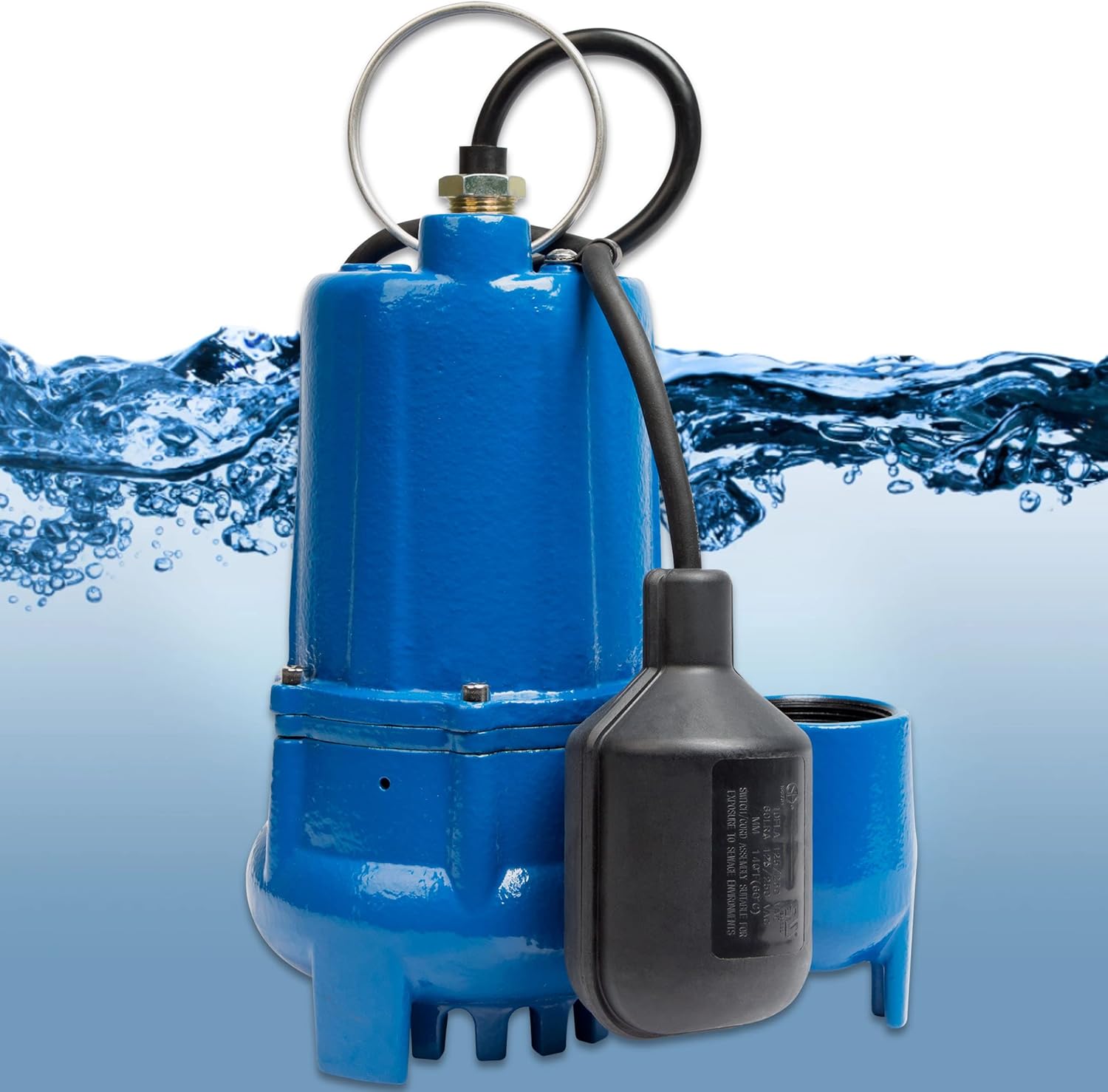Little Giant Select Series LG-S50T 14942675 Bomba de sumidero de hierro fundido de 115 voltios, 12 HP, 4300 GPH con interruptor atado, color azul