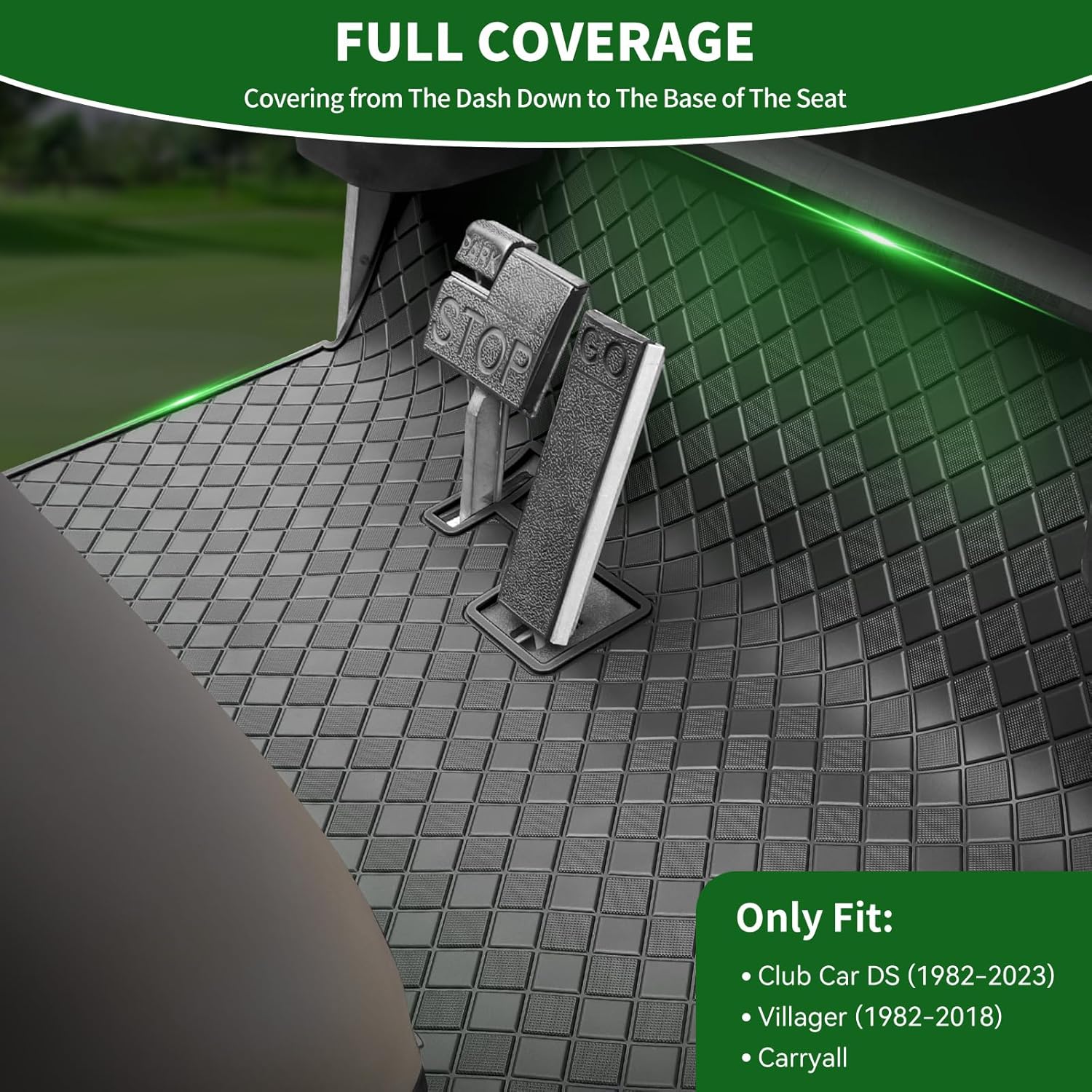 Club Car DS – Tapete de repuesto para carrito de golf con diseño de goma resistente de 0.315 pulgadas y fácil de limpiar, se adapta a Club Car DS