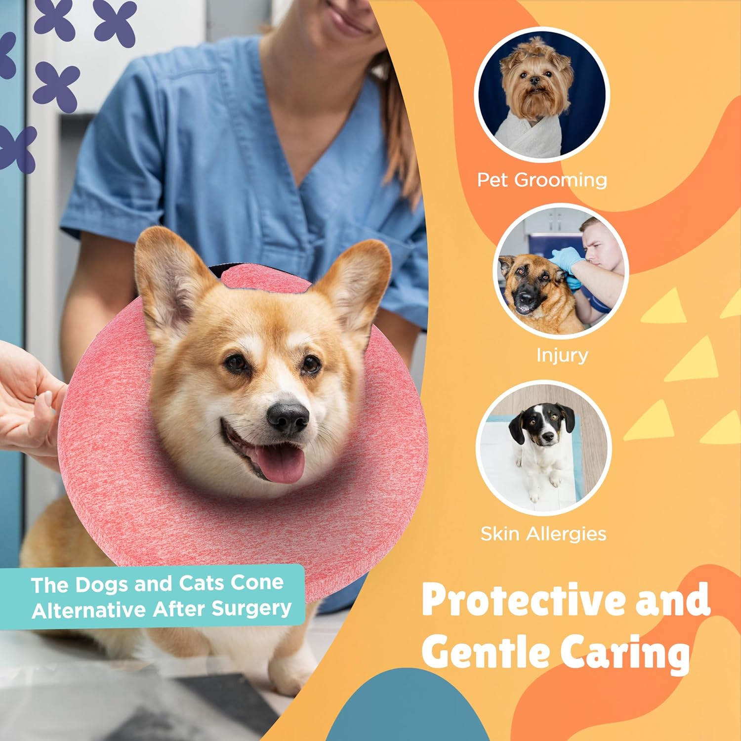 Big Ant Collar inflable protector para perros y gatos, cono suave para perros después de la cirugía, collar de dona para cuello de perro, collar de