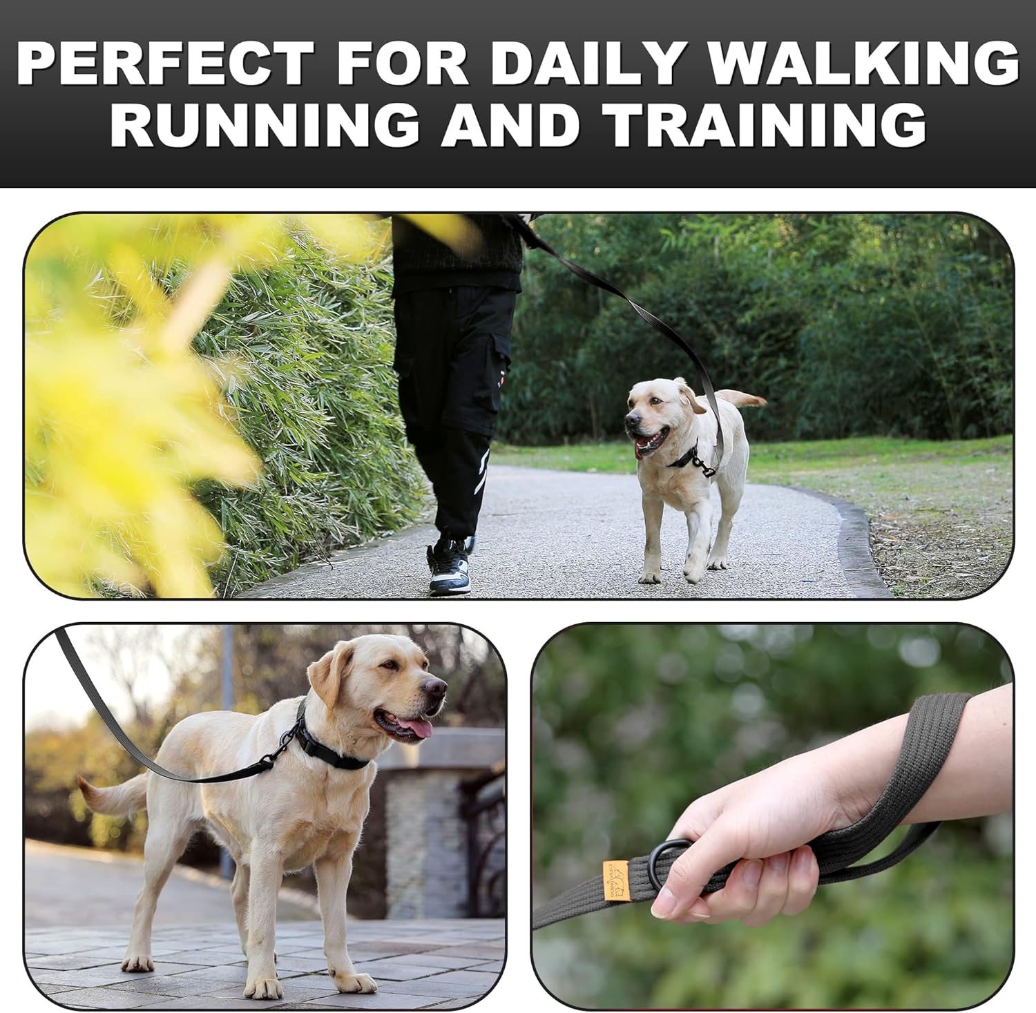 lynxking Correa de entrenamiento para perros, correa de doble asa para perro, resistente de 6 pies, 2 asas acolchadas, correa larga reflectante de