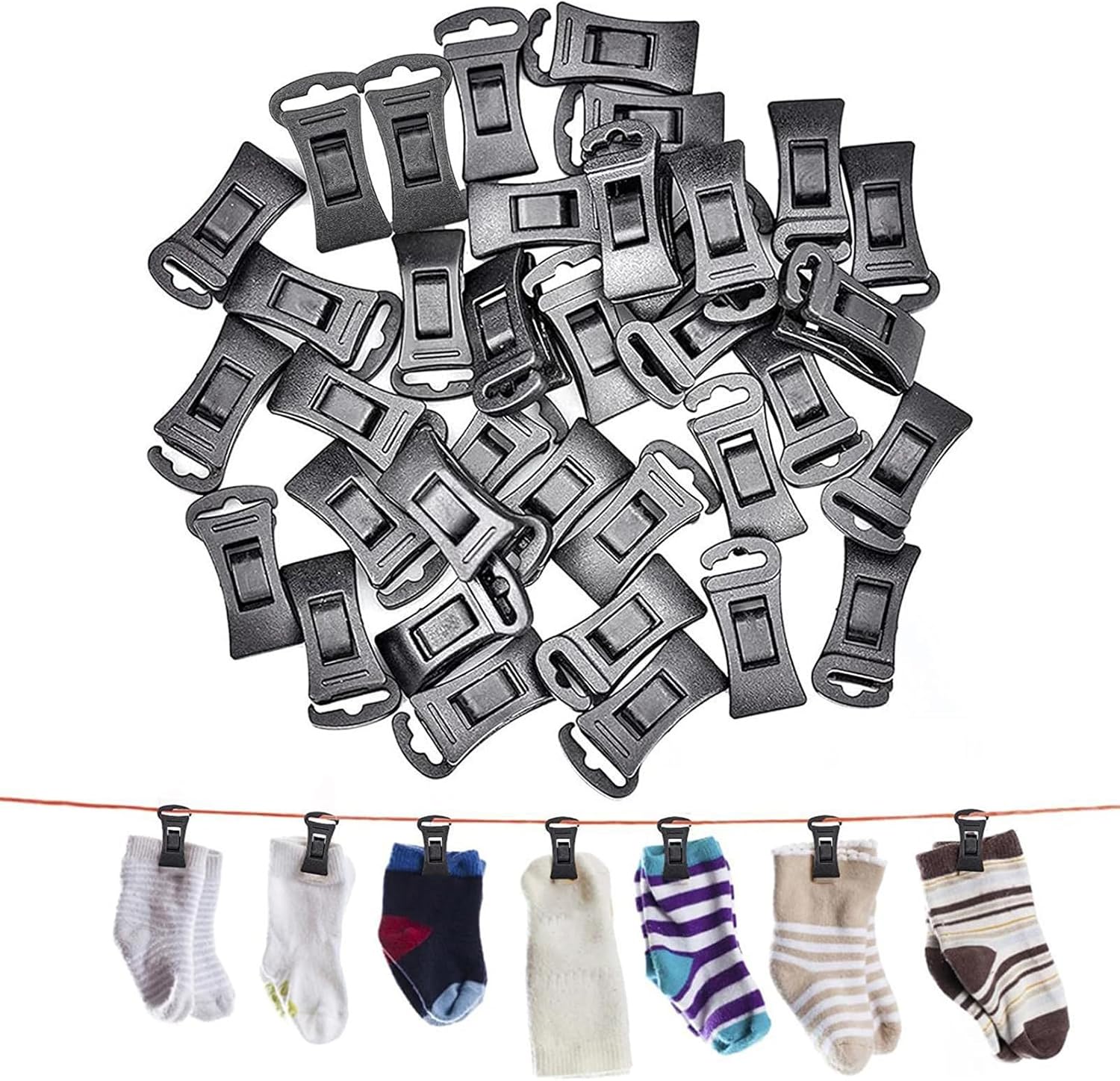 Clothesline – Pinza para calcetines de ropa sucia, versátil para ropa interior, 60 piezas de 0.315 in, soporte para calcetines para lavadora