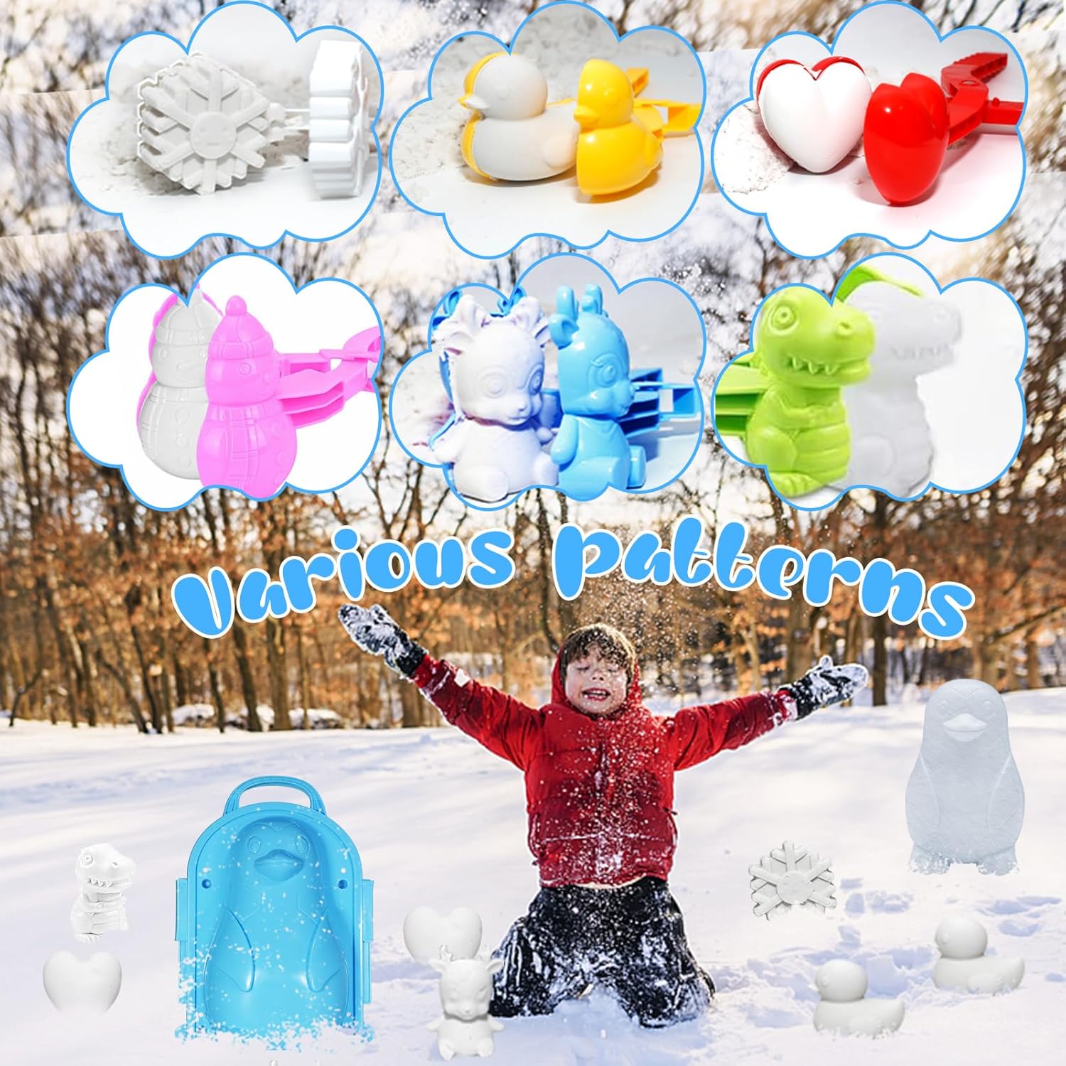 Holady Molde de nieve y arena para actividades al aire libre, bonito molde 3D con forma de pingüino, nieve y arena, para niños y adultos, juguete al