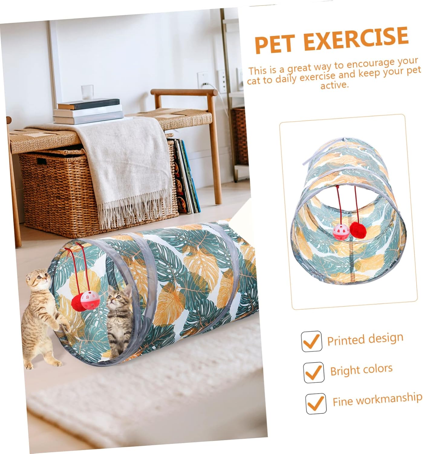 POPETPOP 3 piezas de túnel de mascotas plegable para gatos, juguetes interactivos para gatos, túnel de cama, accesorios de conejo para conejos,