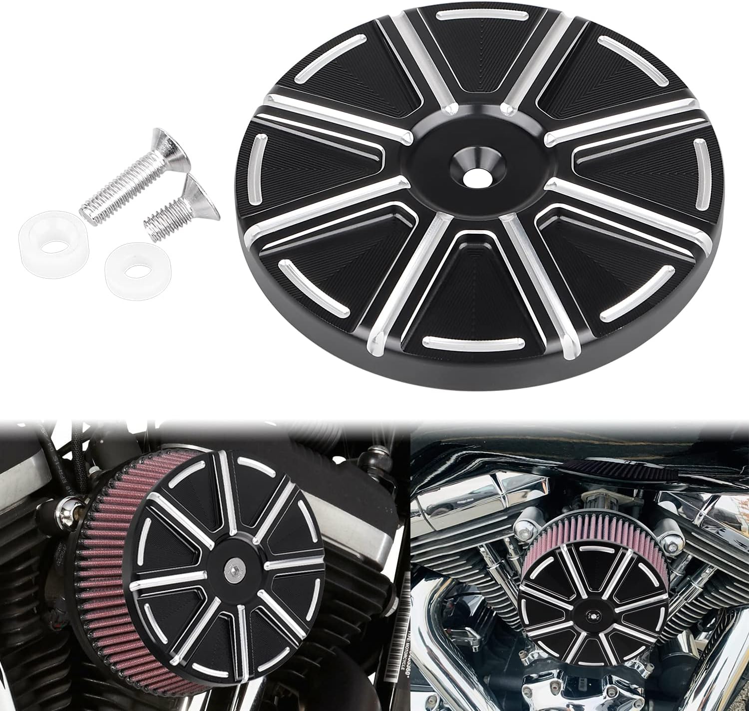 Cubierta de aluminio CNC negro etapa 1 Big Sucker limpiador de aire para Harley Dyna Sportster Softail Fatboy Touring Electra Glide Road King