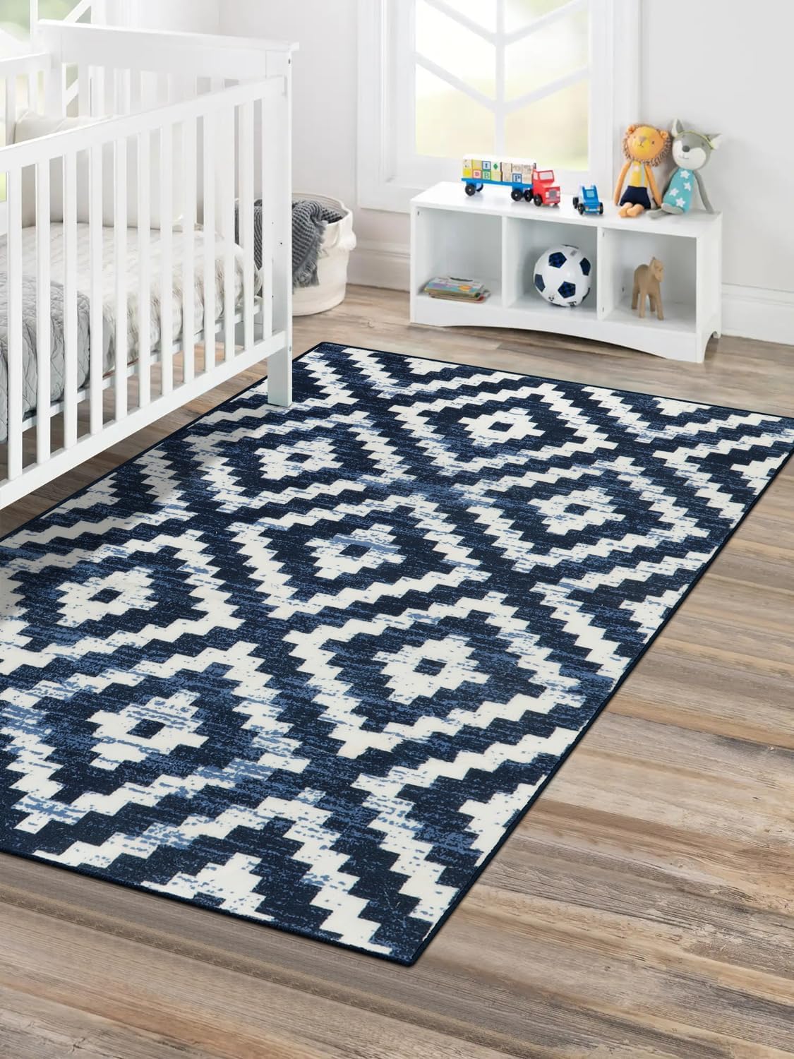Lahome Alfombra lavable de 3 x 5 pies, diseño de enrejado geométrico marroquí, suave, antideslizante, no se desprende, alfombra de entrada impresa