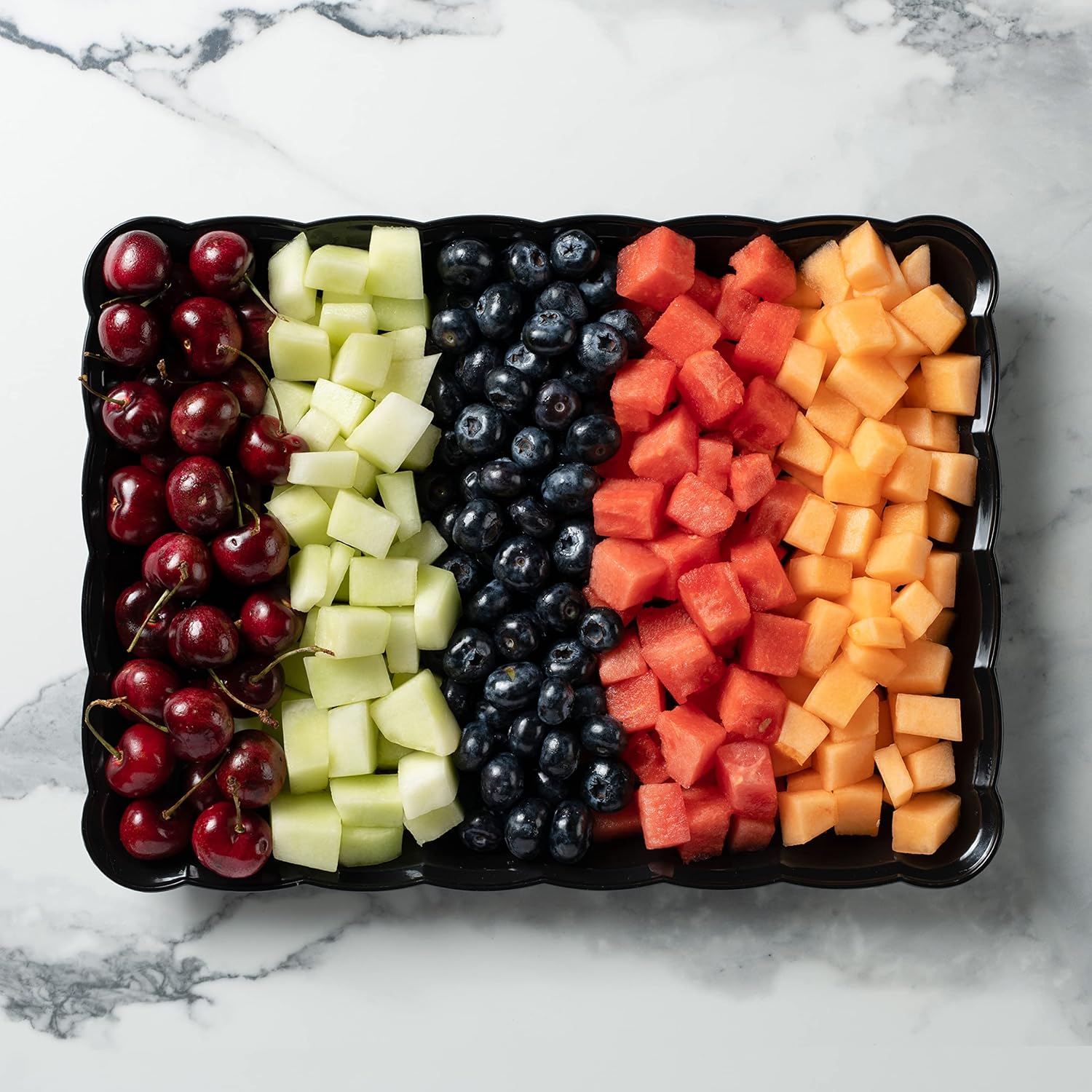 Bandejas de plástico para servir de 9 x 13 pulgadas, paquete de 4 bandejas de fiesta negras duraderas – Bandeja desechable para servir alimentos –