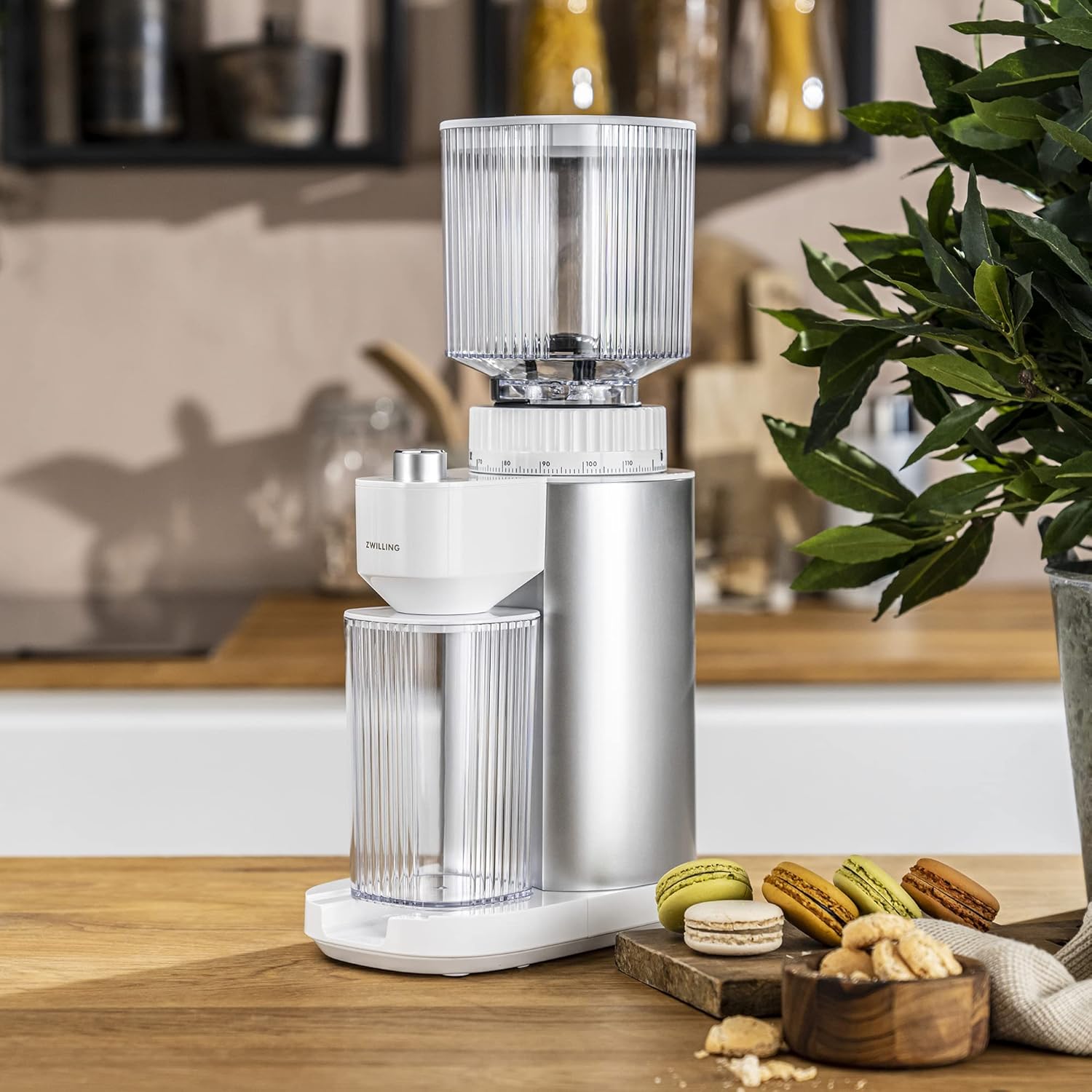 ZWILLING Enfinigy Burr – Molinillo de café eléctrico, 140 opciones de molienda de café, desde espresso hasta café de goteo, plateado