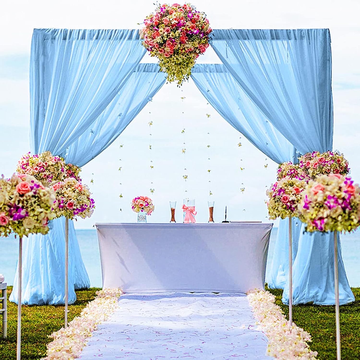 DUOBAO Cortina tipo telón de gasa de 10 x 10 pies, cortina de gasa para boda, cortinas de gasa transparente, 2 paneles de 59 x 120 pulgadas, cortina