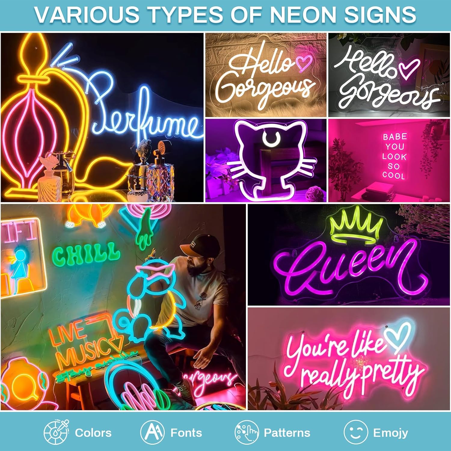 Letreros de neón personalizados para decoración de pared, letrero de neón personalizado, luces de neón LED regulables, personalizable para