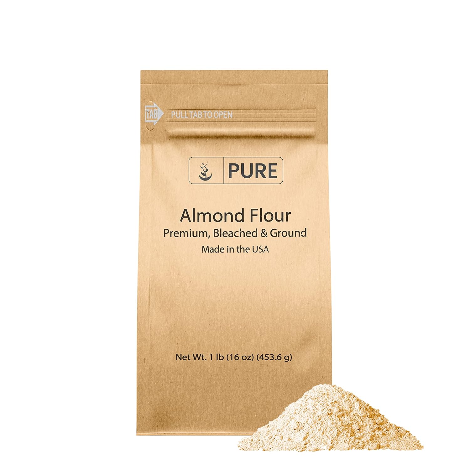 Pure Original Ingredients Paquete de harina de almendras y extracto de stevia, varios tamaños sin gluten, horneado