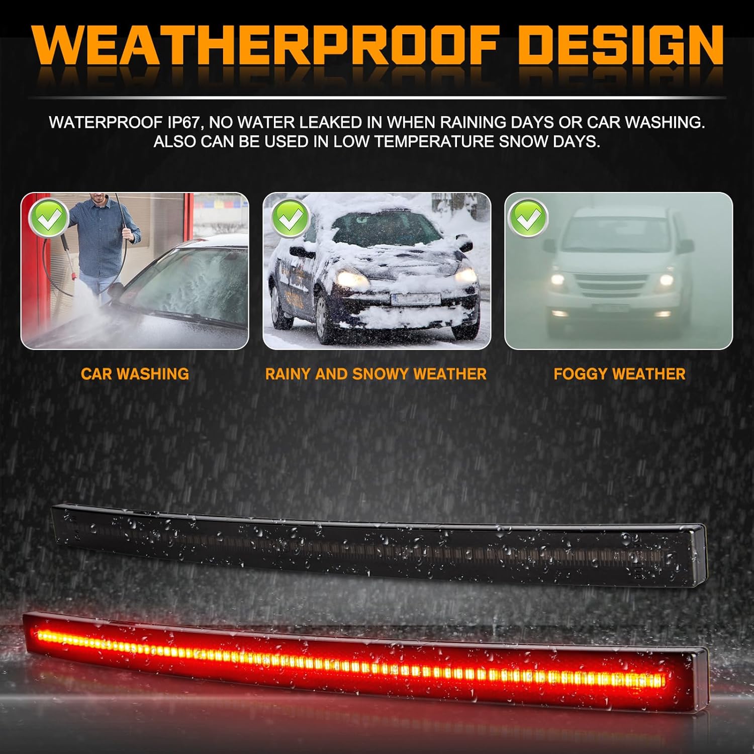 Gempro Luces reflectoras de parachoques trasero para Chevy Corvette C7 2014-2019 LED rojo luces traseras de freno ahumado, 2 unidades