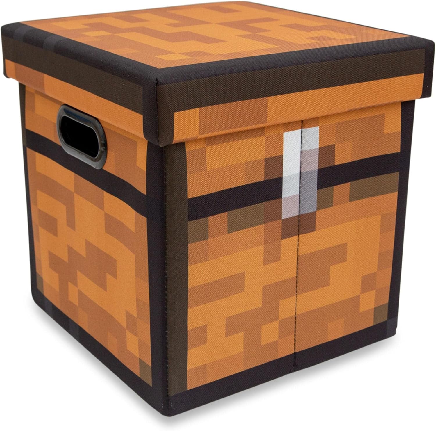 Minecraft Cubo de almacenamiento de tela marrón con tapa  13 pulgadas